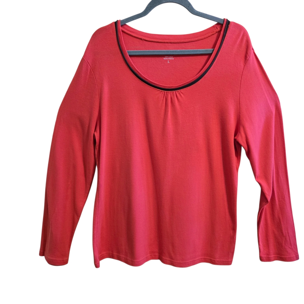Nine & Co. Women's Orange Long Sleeve T Shirt Size Large